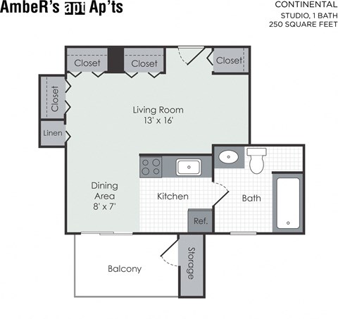 Studio apartment floor plan layout